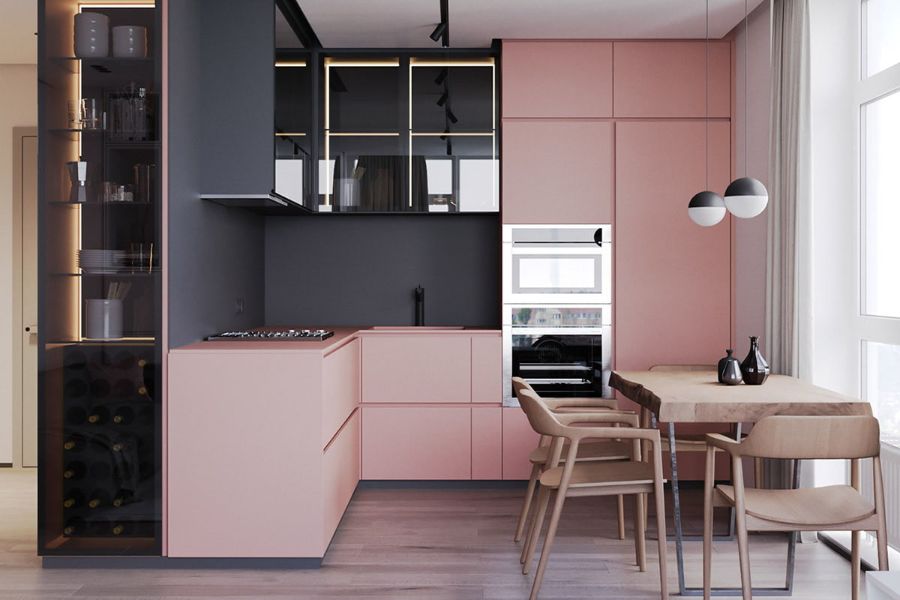 Кухня в розовых тонах Фото_1