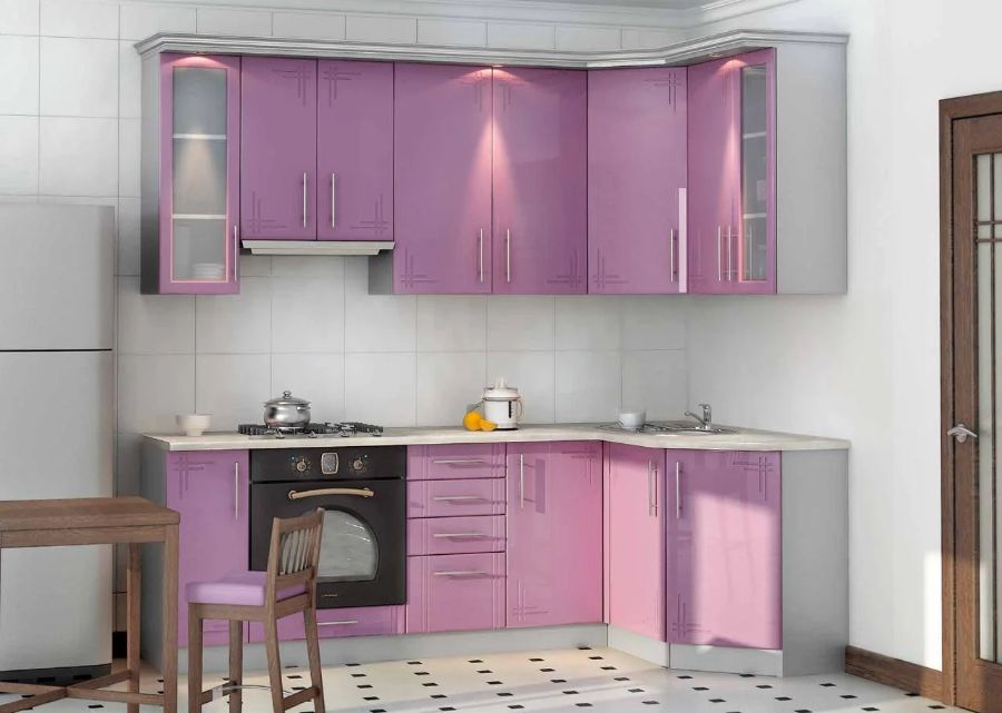 Кухня в розовых тонах Фото_11