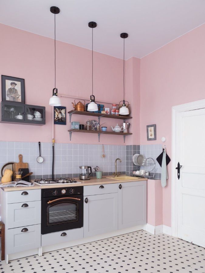 Кухня в розовых тонах Фото_16