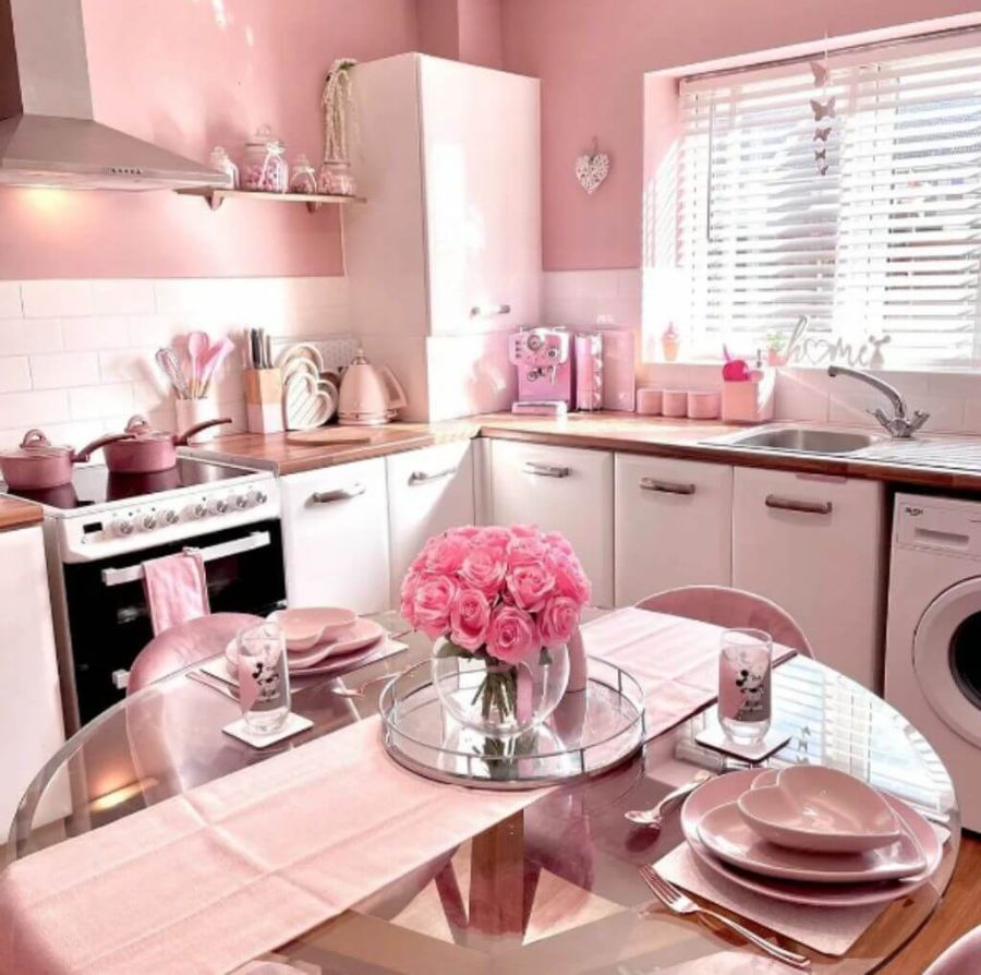 Кухня в розовых тонах Фото_18