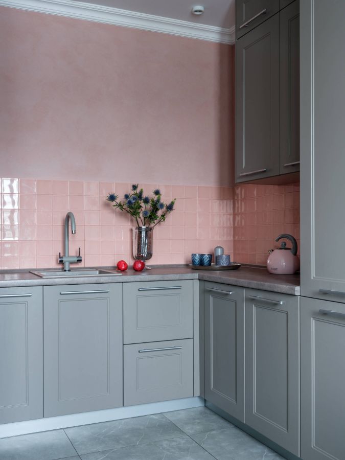 Кухня в розовых тонах Фото_21