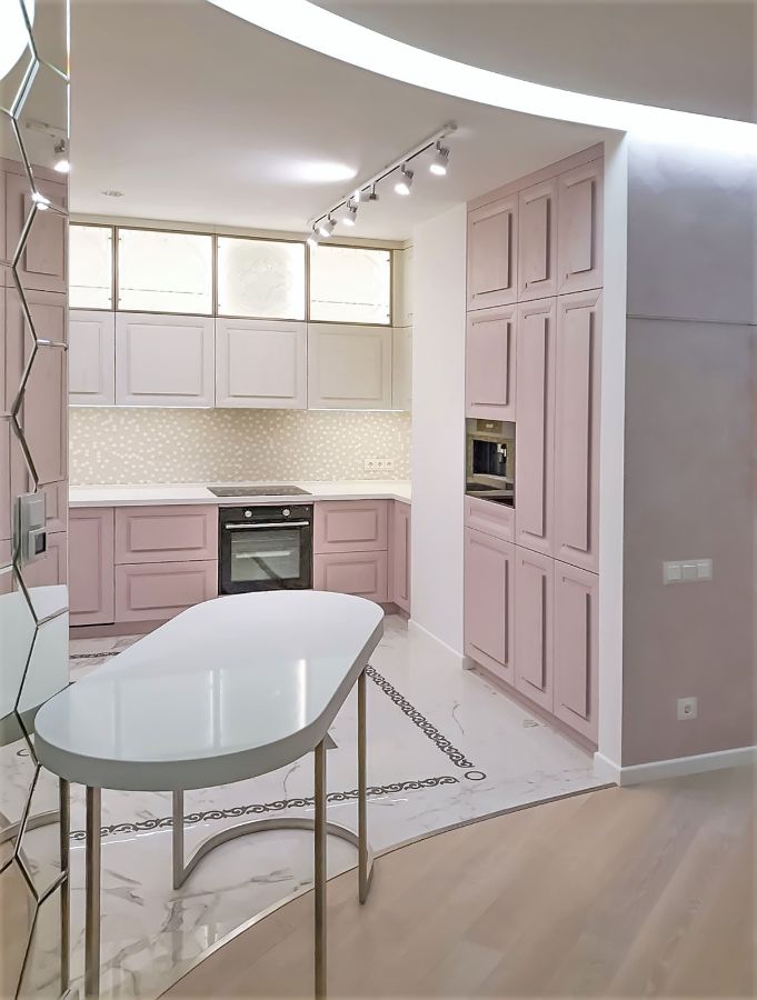 Кухня в розовых тонах Фото_29